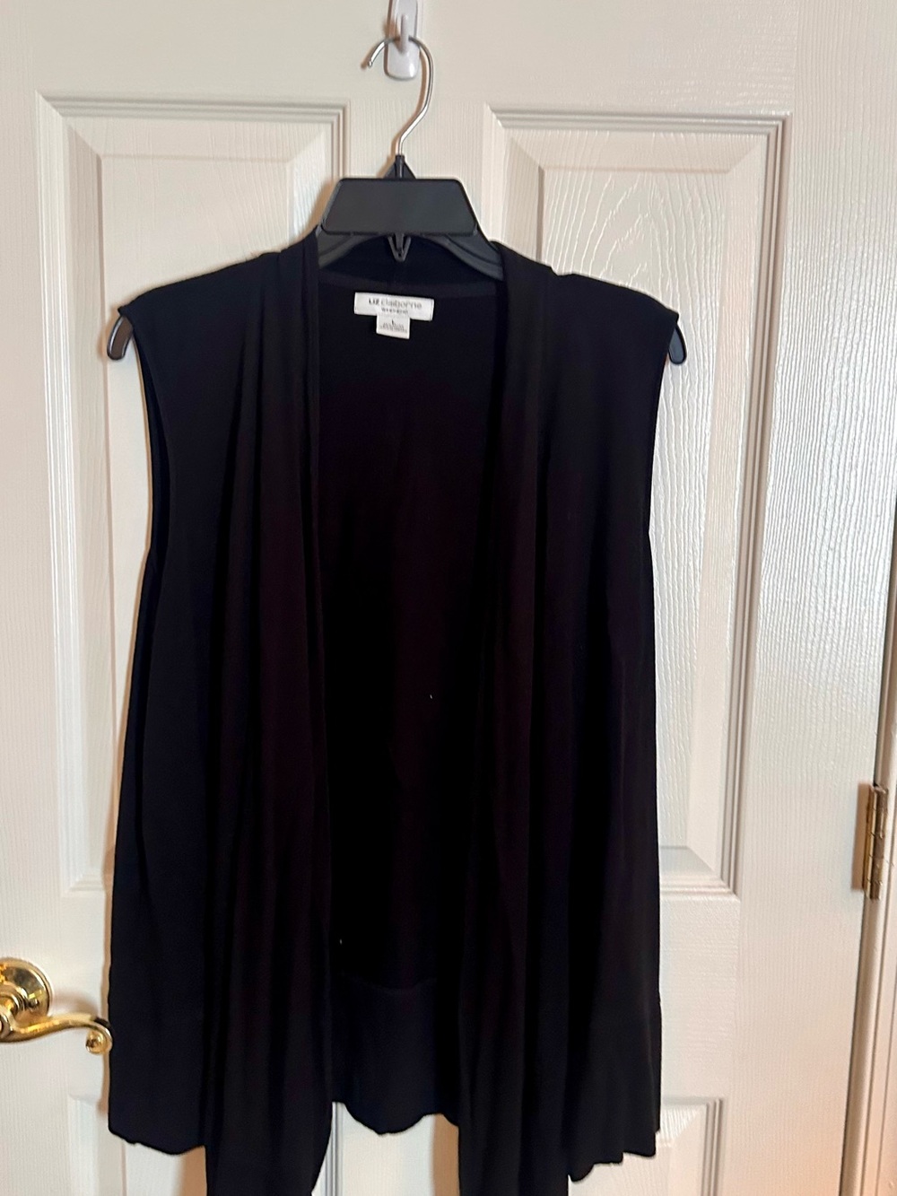 Liz Claiborne Black Sleeveless Drape Front Vest